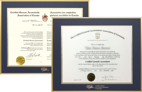 Option 1 - 2x Bright gold Metal Frames for CGA MB and CGA Canada Certificates (TM-NPB / BM-SG)